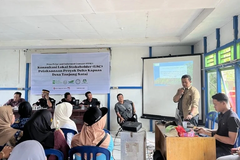 Pelaksanaan konsultasi partisipatif Proyek Delta Kapuas melibatkan berbagai pemangku kepentingan desa guna memperkuat tata kelola proyek karbon yang transparan, akuntabel, dan berorientasi pada manfaat masyarakat.